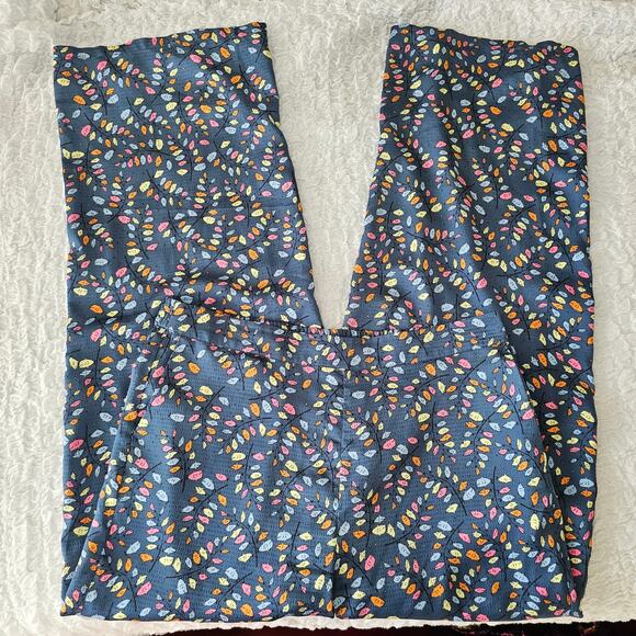 Anthropologie Stella Nova Orli leaf print blue pants size 10 - Picture 6 of 7